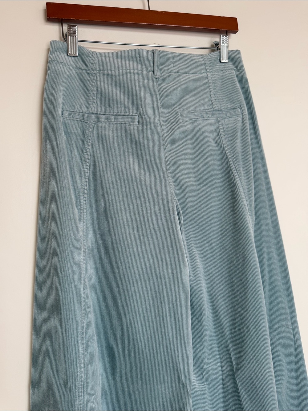 Anthropologie Ultra Wide Leg Corduroy Palazzo Trousers Pants Light Blue Size 8T - Picture 8 of 14